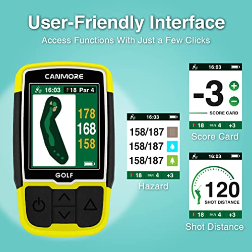 CANMORE HG200 Plus Golf GPS - (Bundle) + Another Charging Cable & Magnet & Clipper - Easy-to-Read Color - preloaded 40,000 Course map Worldwide Shape of The Green and The Fairway