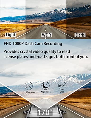 Dash Cam with 32GB SD Card, Kussla 1920P Dash Camera for Cars, Super Night Vision 6 IR Light, 170° Wide Angle Dashcam, 3inch Dashboard, Loop Recording, WDR, G-Sensor, Parking Monitor, Motion Detection