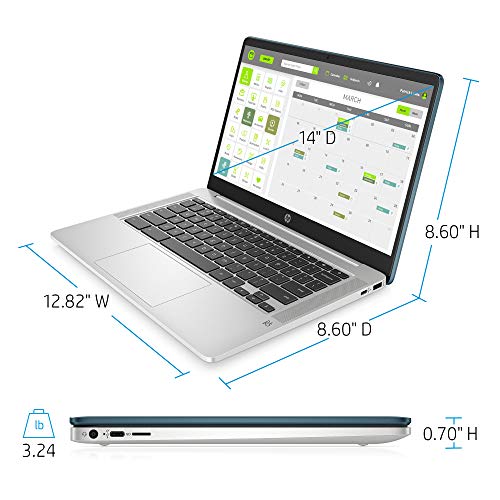 HP Chromebook 14-inch HD Laptop, Intel Celeron N4000, 4 GB RAM, 32 GB eMMC, Chrome (14a-na0070nr, Forest Teal)