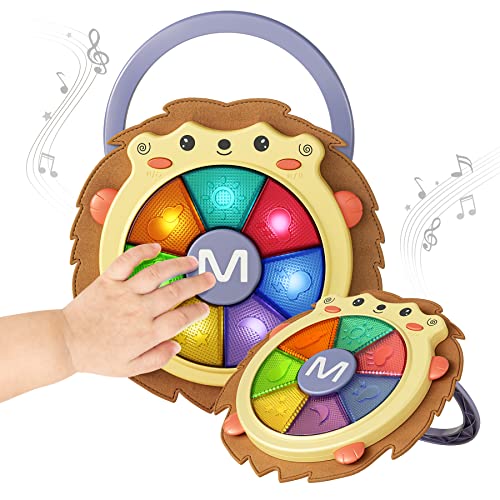 TUMAMA Hedgehog Plush Light Musical Drum Piano Toddler Toys Electronic Music Sound Instruments Baby Toy Light up Game Baby Sleep Soother Toy Gifts for Boy Girls Kids 2 3 Years