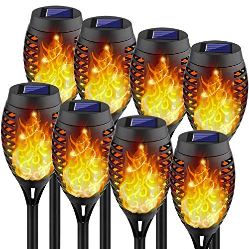 Kurifier Solar Lights Outdoor, 8Pack Solar Torch Light with Flickering Flame, Security&Waterproof/Festive&Halloween Decorations Landscape Mini Outdoor Lights for Yard Patio Garden-Auto On/Off Lighting