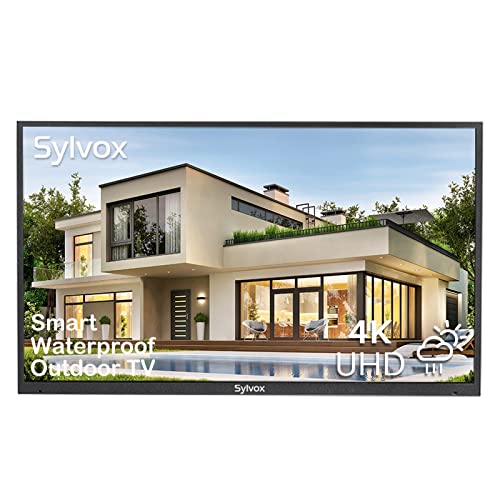 SYLVOX 55 inches Full Sun Outdoor TV Smart Waterproof TV 4K Ultra High-Resolution 1500nits,7x16(H) Support Bluetooth Wi-Fi Suitable for Partial Sun or Strong Light Area(Pool Series) (OT55A1KAGE)