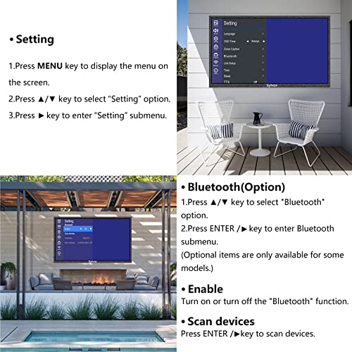 SYLVOX 43 inches Full Sun Outdoor TV Smart Waterproof TV 4K Ultra High-Resolution 1500nits,7x16(H) Support Bluetooth Wi-Fi Suitable for Partial Sun or Strong Light Area(Pool Series) (OT43A1KAGE)