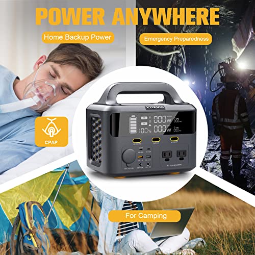 VTOMAN VP300 Portable Power Station, 299Wh Solar Generator (Solar Panel Not Included) 110V/300W Outdoor Backup Lithium Battery Pack with AC/DC Output, 7" Screen, LED Light for Camping CPAP