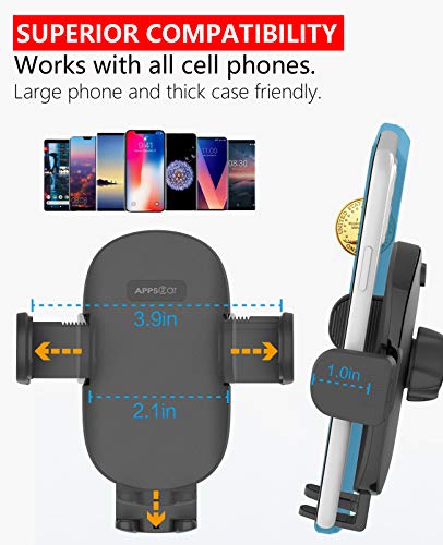 Solid Cup Holder Phone Mount for Car Truck with Quick Extension Long Arm Fast Swivel Adjustable Height 360 Rotatable, Low Profile Universal APPS2Car Mobile Mount Compatible with All Cell Phone iPhone