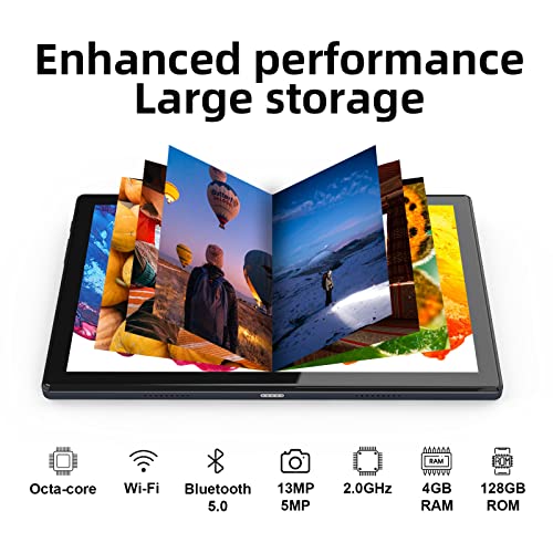 2 in 1 Android 11 Tablets 10.1 inch Tablet PC with Keyboard 1920 x 1200 IPS Convertible Touchscreen Laptop 2.0 GHz Octa-Core Processor 4GB RAM 128GB ROM 13MP Rear Camera Bluetooth WiFi 5000MAH