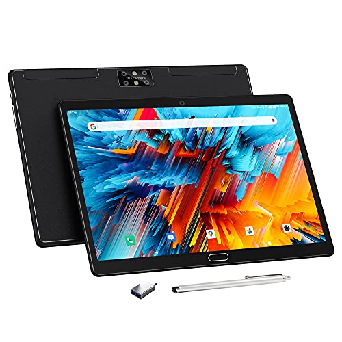 Tablet 10.1 Inch Android 10 Tablets with 4G RAM, 64GB Storage, Octa-Core Processor, 4G Phone, 13MP Camera, Bluetooth, WiFi, GPS, Dual Sim Card Slot, HD Touchscreen, (Black)