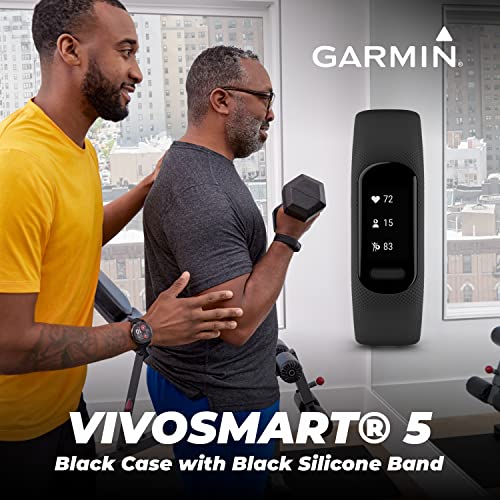 Garmin Vivosmart 5 Smart Fitness and Health Tracker, Black Case with Wearable4U E-Power Bundle (Black/ Black)