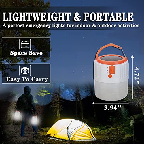 TISUNTECH Solar Camping Lanterns for Power Outages, Solar Lantern Flashlights for Camping, Rechargeable LED Camping Lantern, IPX4 Waterproof Tent Light, 5000mAh Battery, USB Phone Charging