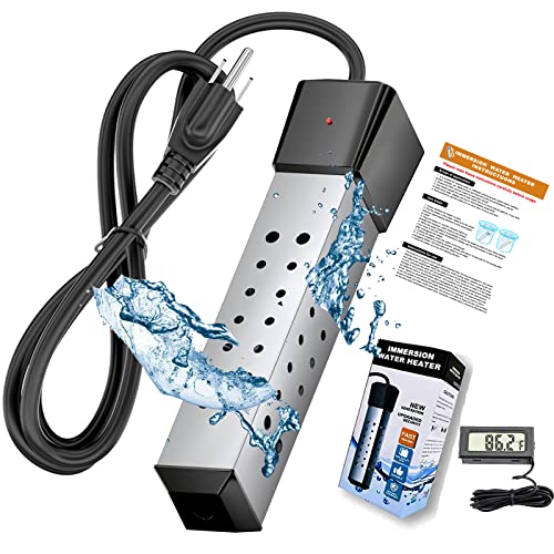 HASTER 2000W Rapid Heating Square Immersion Water Heater for Inflatable Pool Bathtub,Bucket Heater with 304 SS Guard, Submersible Water Heater with LCD Thermometer,Heat 5 Gallon Water in Minutes