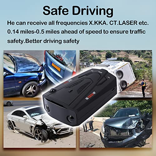 Laser Radar Detector for Cars, Prompt Speed, City/Highway Mode, 360 Degree Detection Policy Radar Detectors Kit with LED Display(Black)