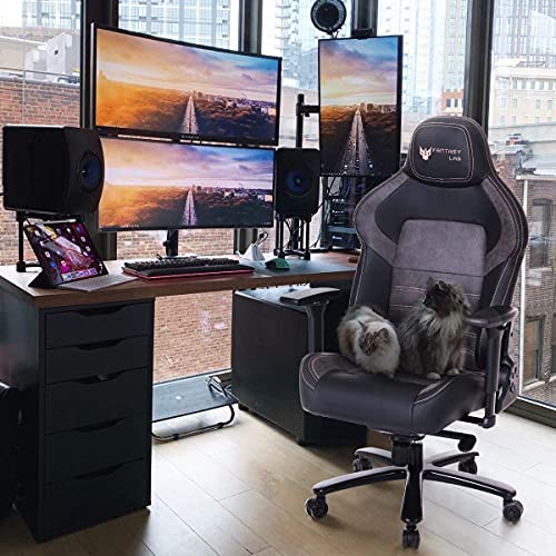 FANTASYLAB Big and Tall Gaming Chair 440lb Metal Base Memory Foam Lumbar Seat Cushion 4D Adjustable Arms Swivels & Reclines Ergonomic High-Back Racing Computer Gaming Chair