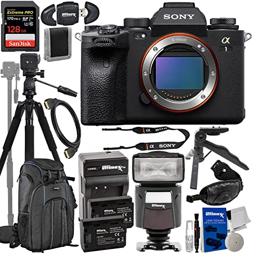 Sony a1 (Alpha 1) Mirrorless Camera (Body Only) + SanDisk 128GB Extreme Pro SDXC, 2X Extended Life Batteries, 2-in1 Lightweight 80” Tripod/Monopod, Deluxe Camera Backpack & Much More (26pc Bundle)