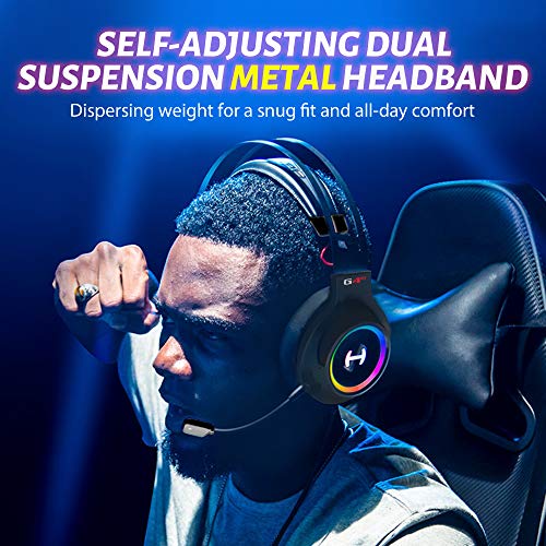 Edifier G4 TE Gaming Headset for PC, PS4, 7.1 Surround Sound Gaming Headphones with Noise Canceling Microphone, USB Over-Ear Headphone Wired with RGB Light, 50mm Driver for PC Mac, Laptop,Black