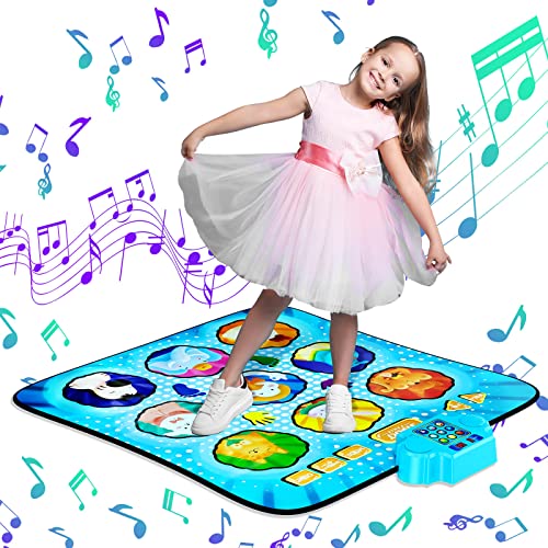 solumry Dance Mat Toys for Girls - Electronic Music Dance Pad with LED Lights, Animal Themed Dance Pad with 3 Game Modes and 8 Challenge Levels, Christmas Birthday Gift for Kids 3-12 Year Old