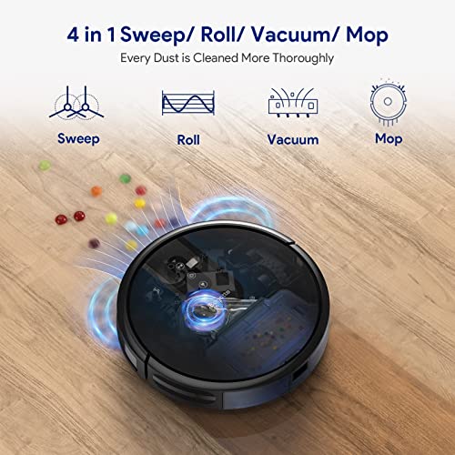 Robot Vacuum Cleaner, Bagotte 4-in-1 Robot Vacuum and Mop, Gyro Navigation, Carpet Automatic Boost,Virtual Boundary, Self-Charging, Alexa/App/WiFi Robot Vacuum for Pet Hair Hard Floor Carpets