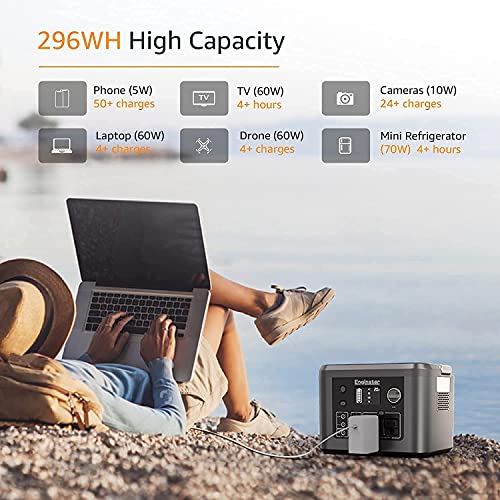 350W Portable Power Station, EnginStar 296Wh Backup Lithium Battery with Wireless Charger, Solar Generator (Solar Panel Buy Separately) for Outdoors Camping Travel CPAP Machine Emergency
