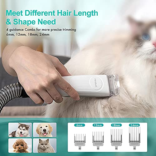 neabot P1 Pro Pet Grooming Kit & Vacuum Suction 99% Pet Hair, Professional Grooming Clippers with 5 Proven Grooming Tools for Dogs Cats and Other Animals