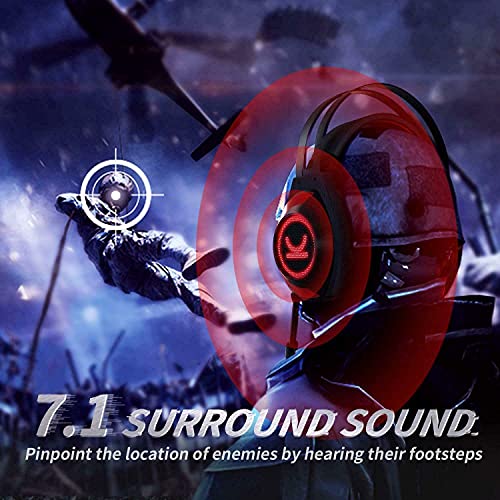 PC Gaming Headset, EZ.winpow Video Game Stereo Headphone with 7.1 Surround Sound with Noise Canceling Mic & Memory Foam Ear Pads for PC/PS5/PS4/Xbox One/Nintendo Switch Red