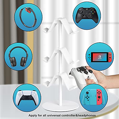 Controller Holder White,KELJUN Headset Holder,Great 3 Tier Controller Headphone Organizer for All Headsets Xbox ONE 360 Switch PS4 PS5 (Elegant White)