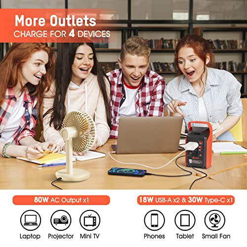 Takki 83Wh Portable Power Station, Solar Generator Power Bank with AC Outlet Peak 120W Battery Backup Camping Lights for Camping, Home Use, Laptops, Fan, School, Road Trip, Emergency, Gifts