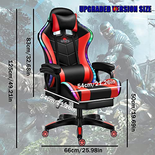 TBQATNTS Gaming Chair with Speakers,Led Gaming Chair,Ergonomic Pro Gaming Chair with Full Massage Lumbar Support Bluetooth Speakers Backrest Adjustable/Gaming Chairs for Adults,White