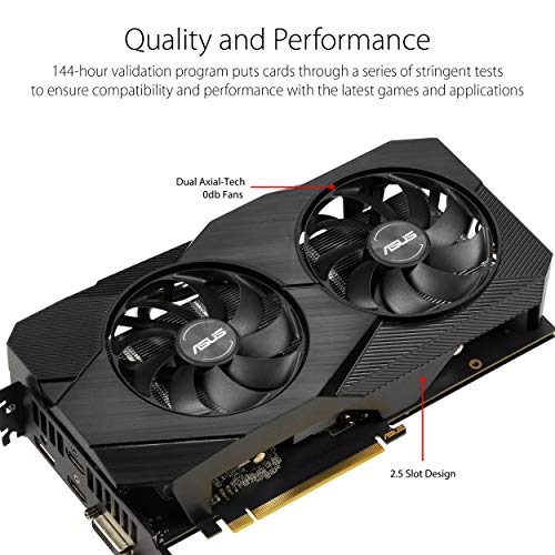 ASUS GeForce RTX 2060 Overclocked 6G GDDR6 Dual-Fan EVO Edition VR Ready HDMI DisplayPort DVI Graphics Card (DUAL-RTX2060-O6G-EVO)