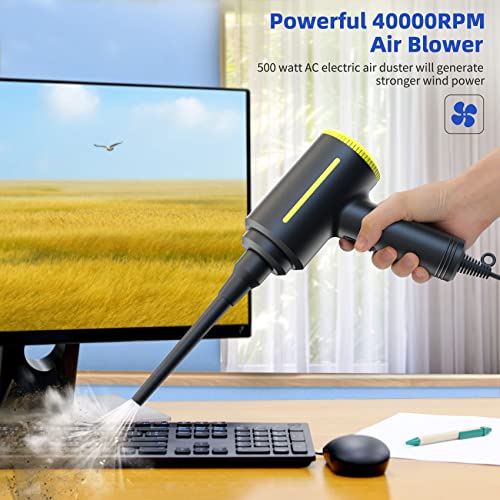 Compressed Air, 500watts Electric Air Duster, 40000RPM Air Blower Replaces Canned Air Spray for Computer Keyboard Cleaner, Compressed Air Can Duster for Cleaning Dust, Reusable Dust Destroyer