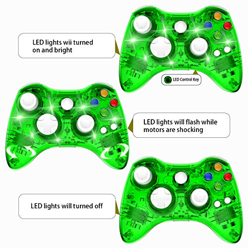 Wireless Controller Compatible with 360 Double Motor Vibration Wireless Gamepad Gaming Joypad, Green - PAWHITS