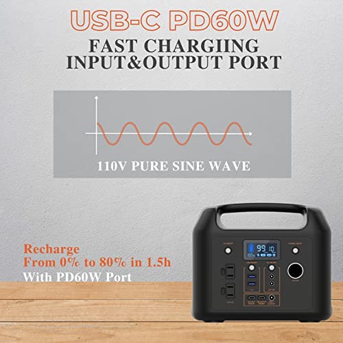SU0HUI 300W Portable Power Station, 299Wh Backup Lithium Battery, Pure Sine Wave AC Outlet Outdoor Solar Generator (Solar Panel Not Included), USB-C PD60W Portable Generator for Camping CPAP Blackout
