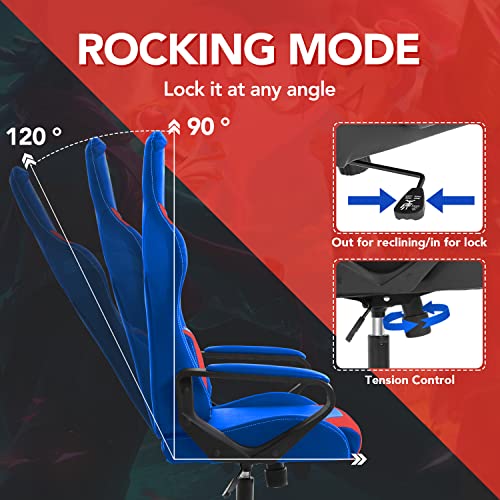 PC Gaming Chair Ergonomic Office Chair Desk Chair PU Leather Computer Chair High Back Racing Chair with Lumbar Support Armrest for Home Office (Black, MON)