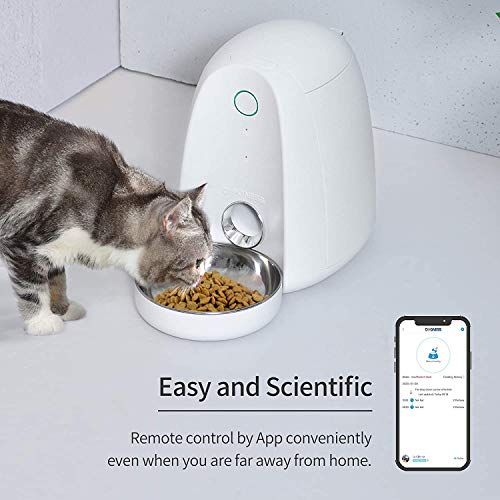 DOGNESS Smart Feed Automatic Cat Feeder, Wi-Fi Enabled Pet Feeder for Cat and Small Dog, Smartphone App for iOS and Android, Fresh Lock System Auto Food Dispenser (2L Feeder, White)