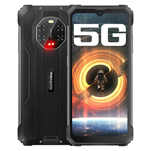 5G Rugged Smartphone, Blackview BL8800, 8GB+128GB Rugged Unlocked Phones, 50MP+ 20MP IR Night-Vision Camera, 8380mAh Battery 33W Fast Charge, 6.58" FHD Android 11, IP68/IP69K Waterproof, GPS, NFC, OTG