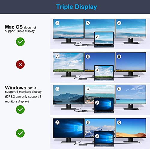 USB C Docking Station Dual Monitor, 13 in 1 Triple Display Laptop Docking Station with 2 HDMI+DP+Ethernet+5USB+SD/TF+USB C PD+Audio for MacBook Pro/Air/Dell/HP/Lenovo/Thinkpad and More Type-C Laptops