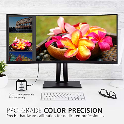 ViewSonic VP3481a 34-Inch WQHD+ Curved Ultrawide USB C Monitor with FreeSync, 100Hz, ColorPro 100% sRGB Rec 709, 14-bit 3D LUT, Eye Care, 90W USB C, HDMI, DisplayPort for Home and Office