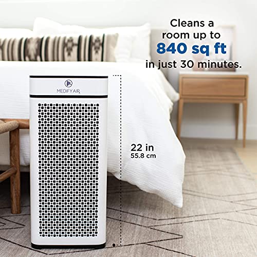 Medify Air MA-112 Air Purifier, 1-Pack, White & True HEPA (H13 99.97%) Air Purifier That Easily Covers 800 Sq. Ft. | 330 CADR | Particle Sensor Modern Design, Touch Panel-White, 1-Pack