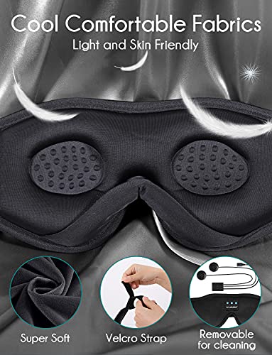 Sleep Headphones, LC-dolida Bluetooth Sleep Mask 3D Wireless Music Sleeping Eye Mask Sleeping Headphones for Side Sleepers Sleep Mask with Bluetooth Headphones Thin Stereo Speakers Gifts for Men Women