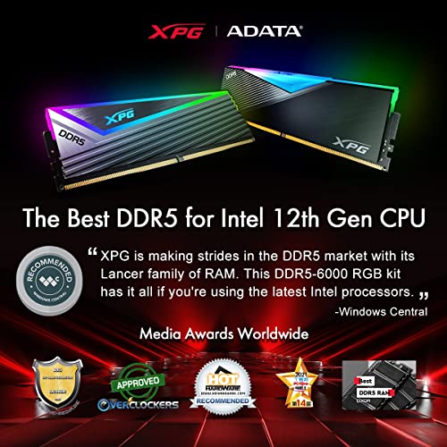 XPG Lancer DDR5 RGB 5200MHz 32GB (2x16GB) CL38-38-38 UDIMM 288-Pins Desktop SDRAM Memory RAM Kit (AX5U5200C3816G-DCLARBK)