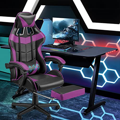 Bunny Pink Gaming Chair and Massage Purple Gaming Chair Bundle