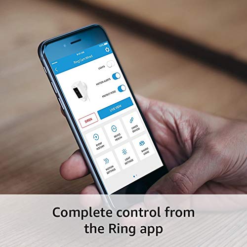 Ring Spotlight Cam Wired - Plugged-in HD security camera with built-in spotlights, two-way talk and a siren alarm, Works with Alexa - White