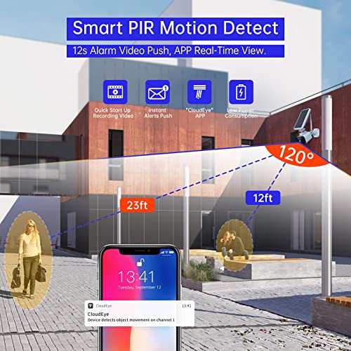 [3MP Night Vision+Motion Detection] Wireless Solar Security Camera System for Home Outdoor (4 Cameras with Base Station), 2-Way Audio, APP Remote, IP65 Waterproof, SD/Cloud Storage