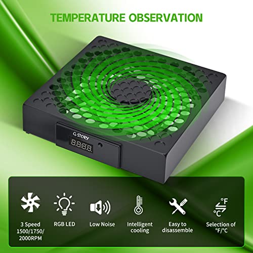 G-STORY Cooling Fan for Xbox Series X with Automatic Fan Speed Adjustable by Temperature, LED Display, High Performance Cooling, Low Noise, 3 Speed 1500/1750/2000RPM (140MM) with RGB LED