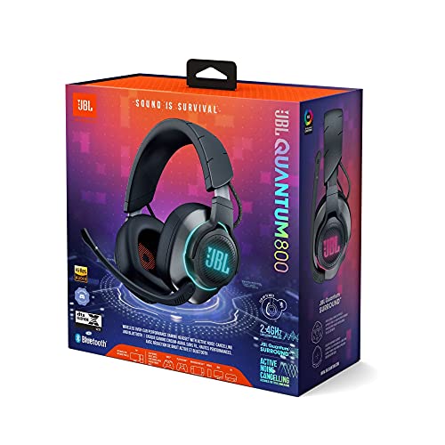 JBL Quantum 800 - Wireless Over-Ear Performance Gaming Headset with Active Noise Cancelling and Bluetooth 5.0 - Black