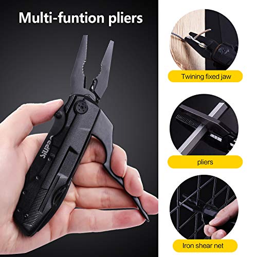 Multitool Pocket Kinfe for Men, Gifts for Dad Husband Boyfriend Him, Multi Tool Cool Gadgets, Multipurpose Folding Utility Plier, Survival Kit Gear for Camping, Fishing, Car