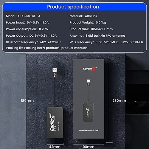 CarlinKit CarPlay Dongle for Car with Android Head Unit System 4.4.0+,New Upgrade Version,Built-in APK App,Support Wired/Wireless CarPlay,Wired/Wireless Android Auto,Online Upgrade etc.