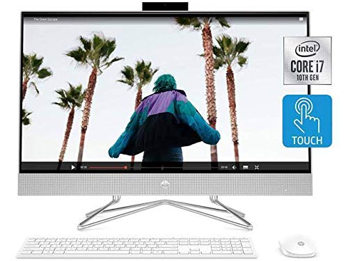 HP Pavilion 27 Touch Desktop 512GB SSD 5TB HD Win 10 Pro(Intel 10th gen Quad Core CPU and Turbo to 4.90GHz,16 GB RAM, 512GB SSD + 5 TB HD, 27-inch FHD Touchscreen, Win 10 Pro) PC Computer All-in-One