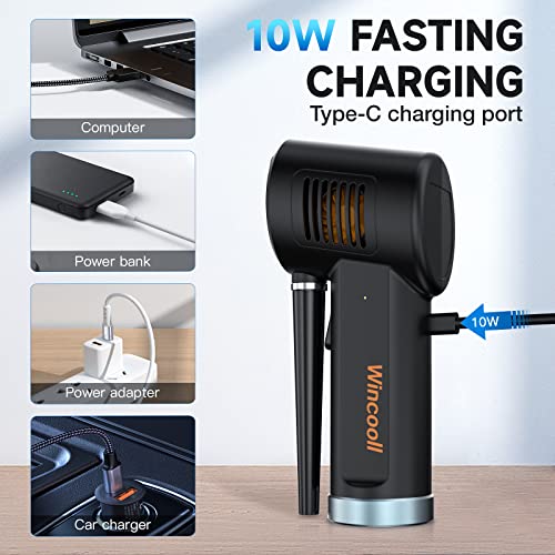 Air Duster for Computer Keyboard Cleaning - Cordless, Rechargeable 6000mAh Battery，Powerful 33000RPM and 10W Fast Charging Air Duster Compressed Air