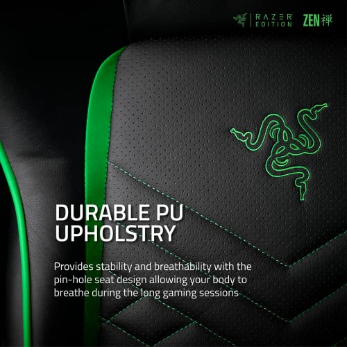 Tarok Pro - Razer Edition Gaming Chair by Zen - Lime Green Gaming Chair - Reclining Ergonomic Desk Office Chair – Adjustable Game Chair, Lumbar Support, Memory Foam Pillow, Comfortable Zen Work Chair