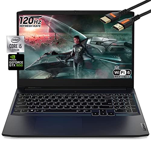 Lenovo IdeaPad3 Gaming Laptop, 15.6" FHD IPS Display 120Hz, 11th Gen Intel Core i5-11300H, NVIDIA GeForce GTX1650, Wi-Fi6, Backlight Keyboard, USB TypeC, Webcam, HDMI Cable (8GB RAM | 256GB PCIe SSD)