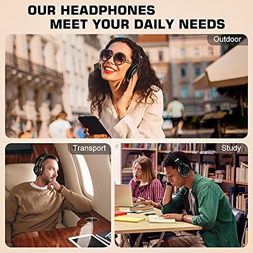 6S Wireless Bluetooth Headphones Over Ear, Hi-Fi Stereo Foldable Wireless Stereo Headsets Earbuds with Built-in Mic, Volume Control, FM for Phone/PC (Black & Gold)